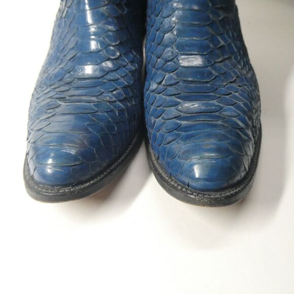 Tony Lama Boots Blue Python Snake Cowboy Western Mens 11 D Snakeskin Embroidered - Picture 10 of 16